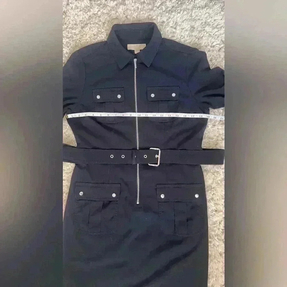 Michael Kors Belted Shirt Dress size Large Navy Blue - Picture 9 of 11